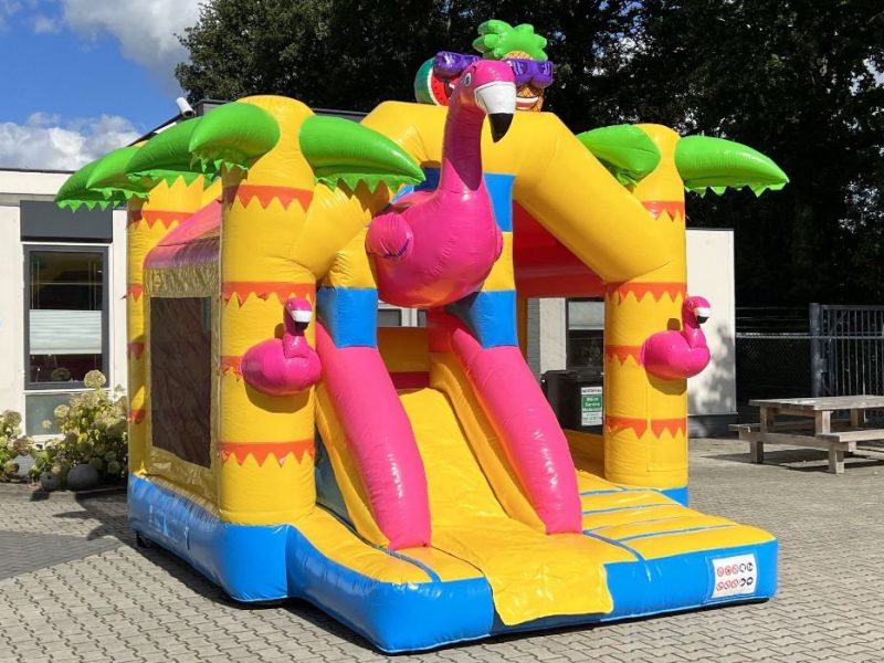 Multifun Summer Party springkussen met flamingo